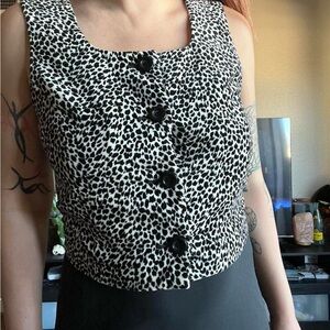 Express Black and White Leopard Print Blouse